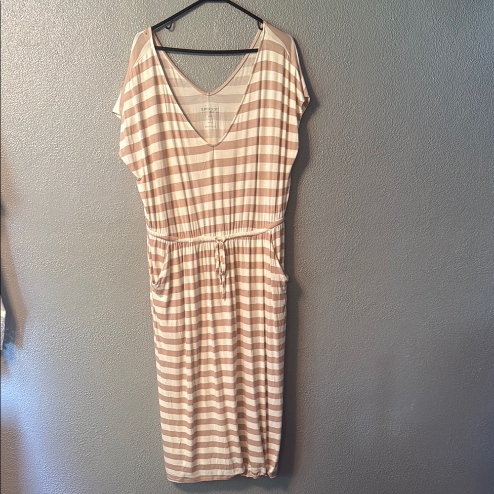 Torrid Tan Sheath Dress with V-Neck and Dolman Cap Sleeves